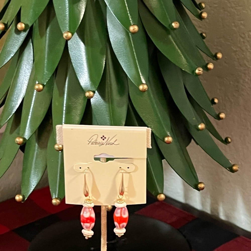 Patricia Nash Red and White Dangle Earrings